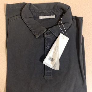 Vince Men’s washed black long sleeve polo shirt - NWT